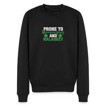 Prone to and mischief St. Patrick's Day - Men's Premium Organic Jumper - black - Front - Nico (187cm)