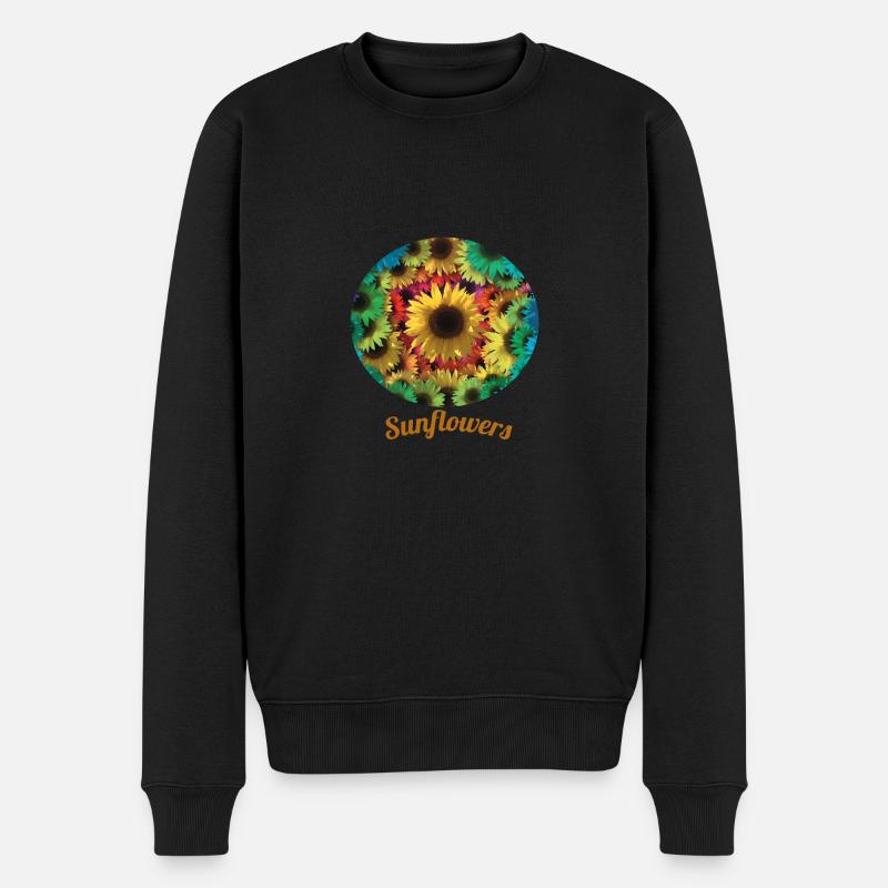 Von der Natur inspirierte Sonnenblumen - Männer Premium Bio Pullover - Schwarz