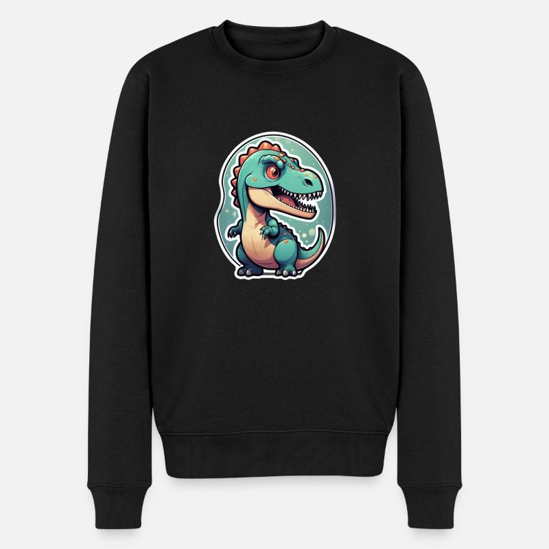 Karikatur-Dinosaurier - Männer Premium Bio Pullover - Schwarz