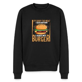 Je suis désolé pour ce que j’ai dit avant d’avoir mon hamburger M - Pull Premium bio Homme - noir - Devant - Nico (187cm)