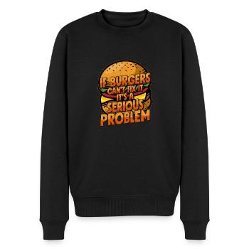 Si les hamburgers ne peuvent pas le réparer, c’est un problème sérieux ha - Pull Premium bio Homme - noir - Devant - Nico (187cm)
