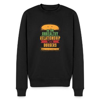 Dans une relation malsaine avec Burgers Hamburge - Pull Premium bio Homme - noir - Devant - Nico (187cm)