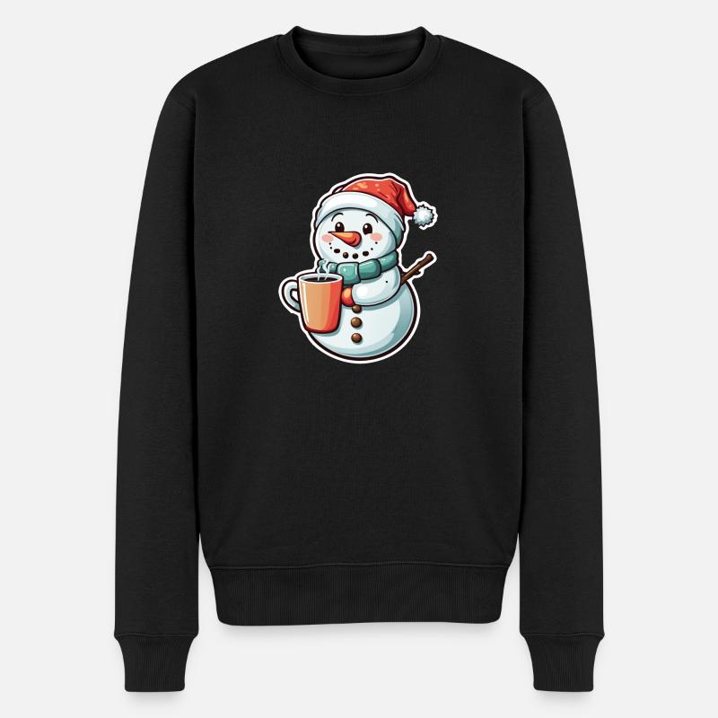 Schneemann - Männer Premium Bio Pullover - Schwarz