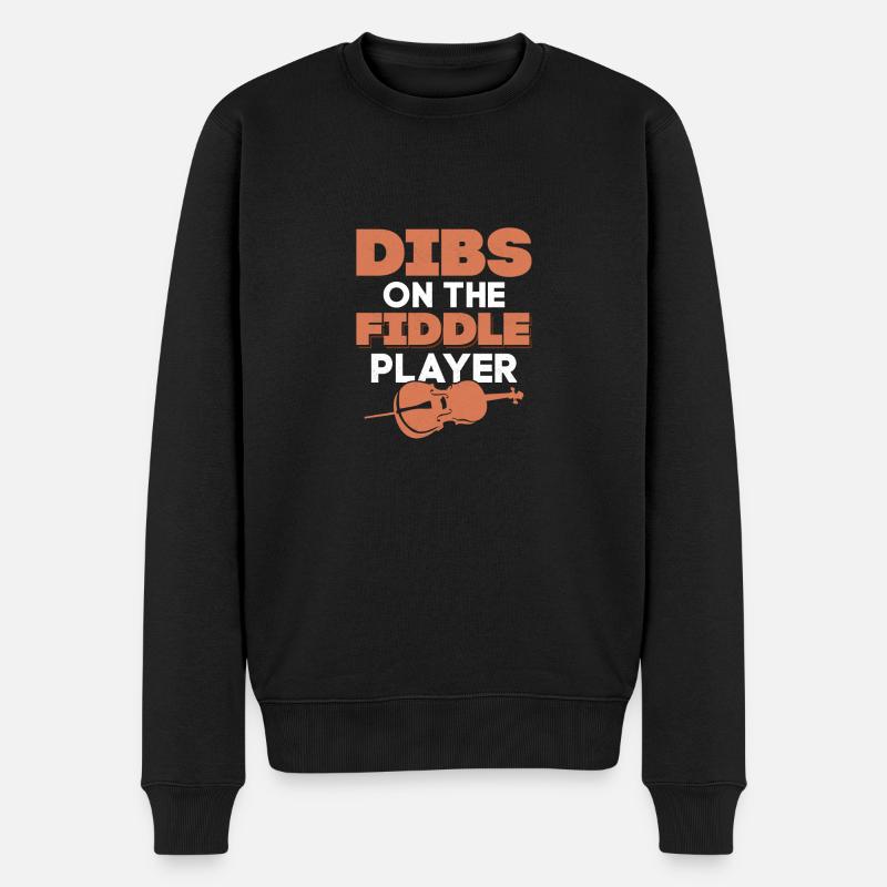 Dibs On The Fiddle Player Orchestra Violinist - Männer Premium Bio Pullover - Schwarz