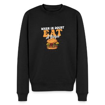 En cas de doute, mangez un hamburger, des petits pains, de la nourriture, du hamburger - Pull Premium bio Homme - noir - Devant - Nico (187cm)