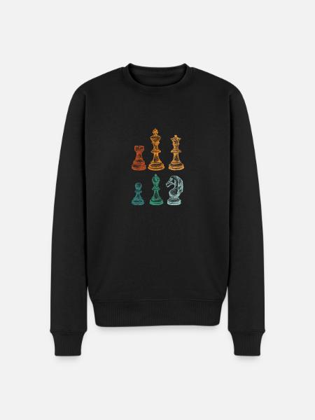 Skakspiller brikker Retro Master Club Sjovt - Økologisk premium-sweatshirt til mænd - sort