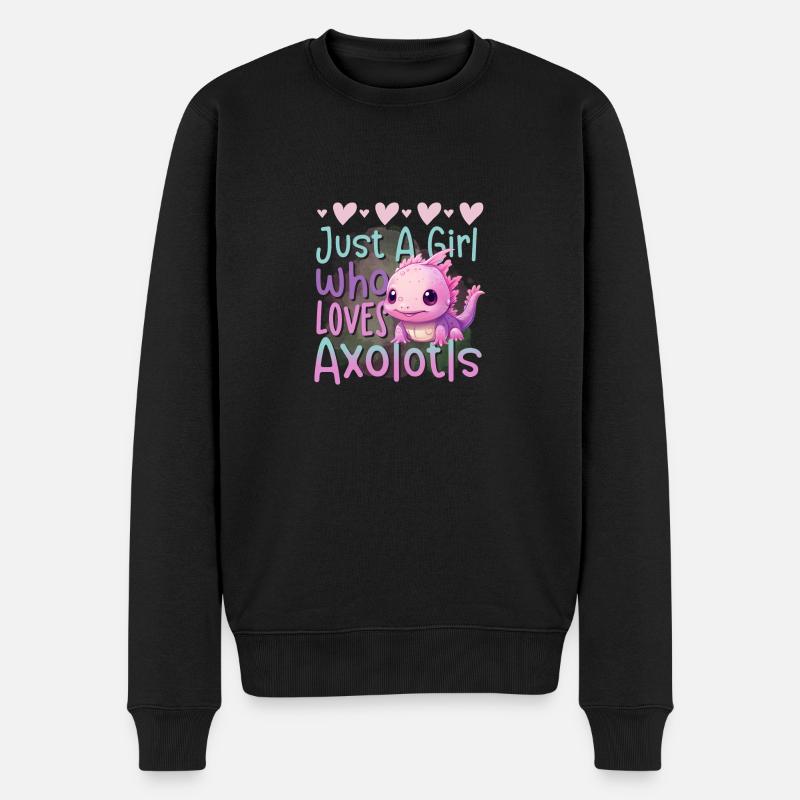 Just A Girl Who Loves Axolotls - Männer Premium Bio Pullover - Schwarz