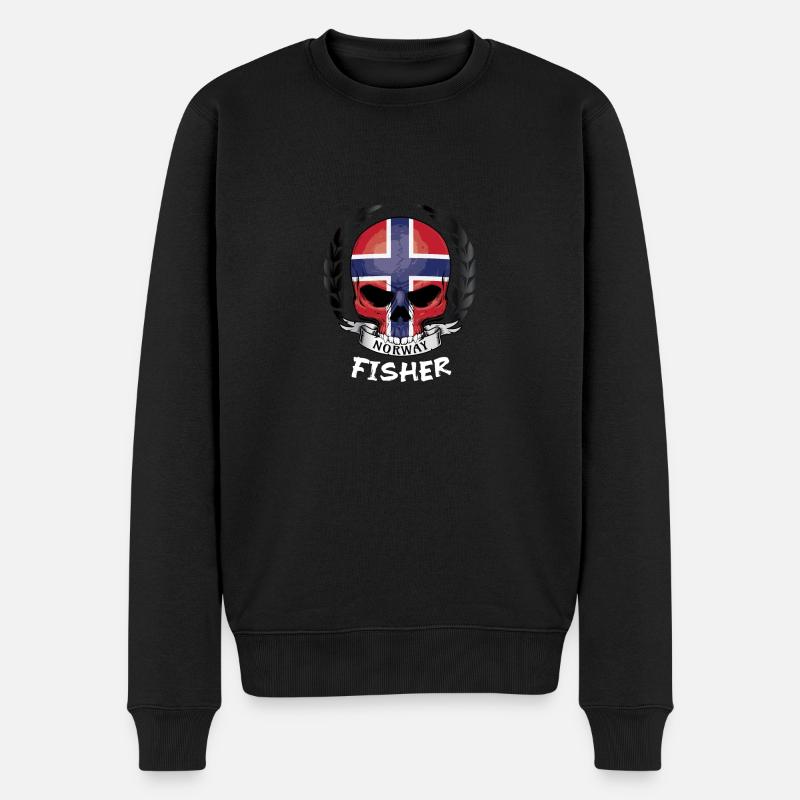 Fischer Angler in Norwegen - Männer Premium Bio Pullover - Schwarz