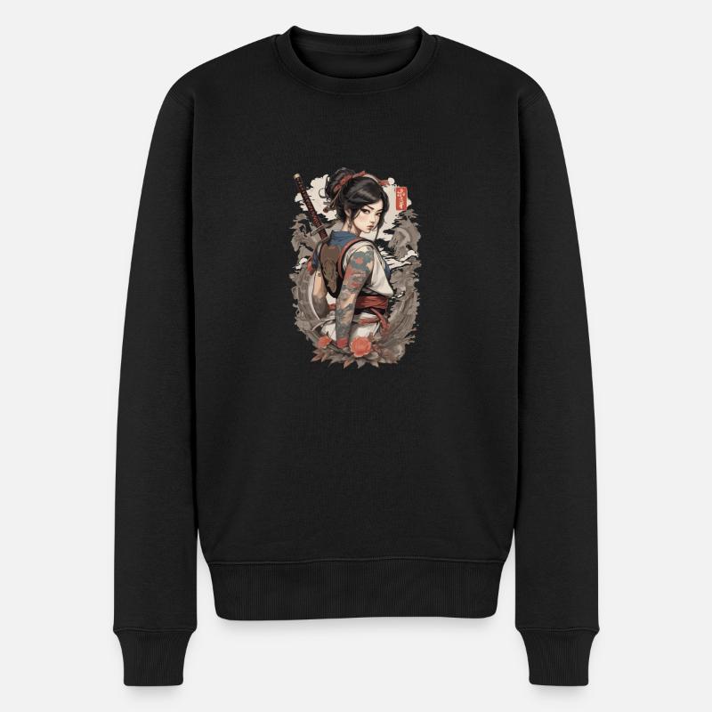 Femme ninja samouraï japonais - Pull Premium bio Homme - noir