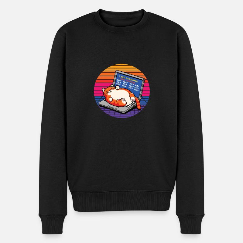 I are programmer, fat sleeping cat - Men's Premium Organic Jumper - black