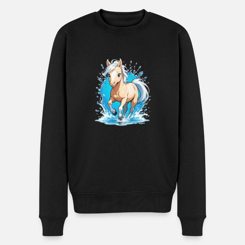 Galoppierendes Pferd - Reiten - Männer Premium Bio Pullover - Schwarz