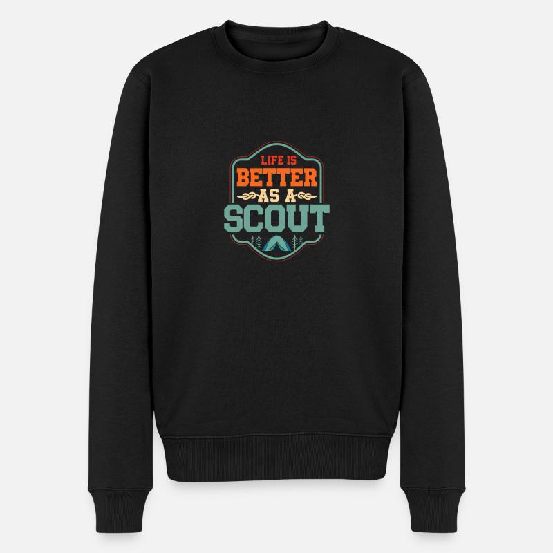 Scout Life Perfection: Better Adventures Tee - Männer Premium Bio Pullover - Schwarz