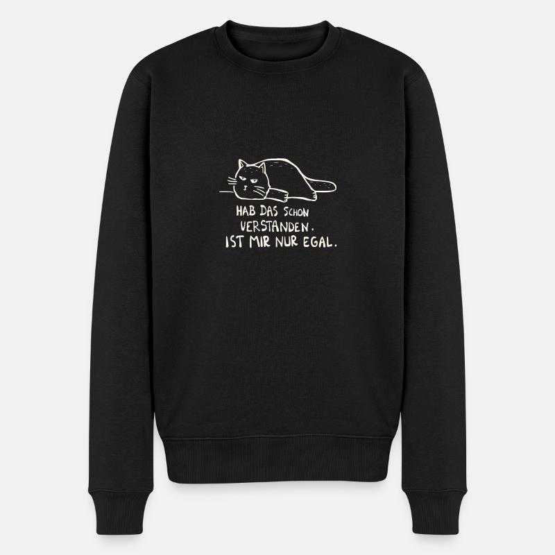 faule Katze mir egal Spruch Faulenzer Geschenkidee - Männer Premium Bio Pullover - Schwarz