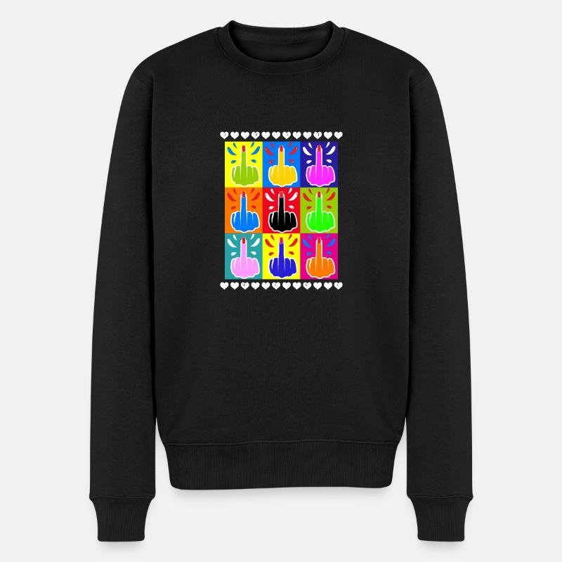 Doigt d’honneur Pop couleur Tie Dye Cool - Pull Premium bio Homme - noir