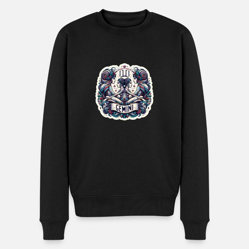 Signe du zodiaque Gémeaux - Pull Premium bio Homme - noir