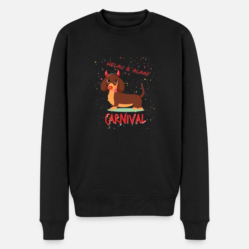 Teckel, Carnaval, Carnaval, Helau, Alaaf, Diable - Pull Premium bio Homme - noir