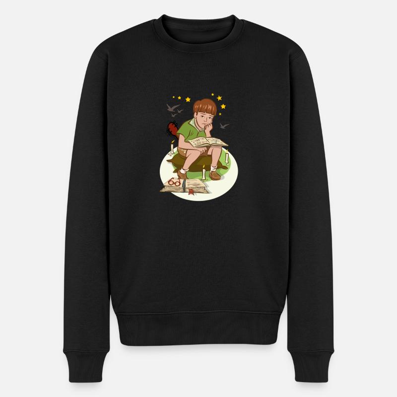 Garçon avec livre - Pull Premium bio Homme - noir