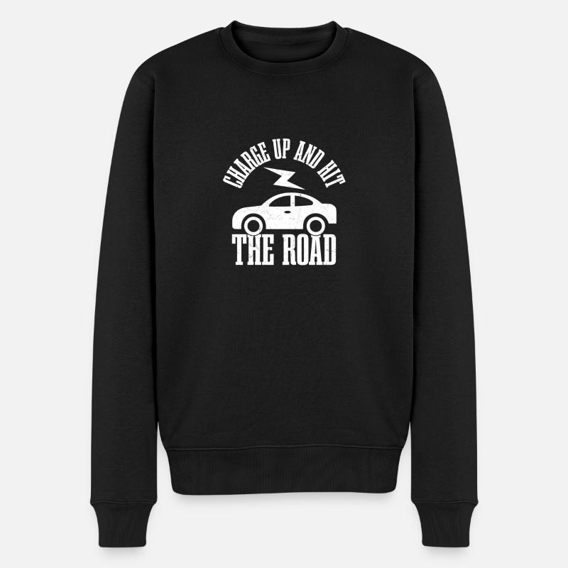 Charge Up And Hit The Road Electric Car Driver - Männer Premium Bio Pullover - Schwarz