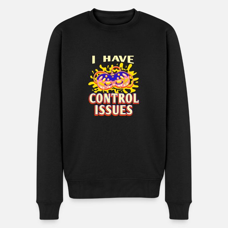Gamer Control Issues – Bunte Spielkonsolen Kunst - Männer Premium Bio Pullover - Schwarz