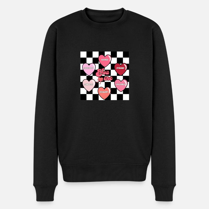 Valentinstag Affirmation T-Shirt - Liebe & Wertschätzung - Männer Premium Bio Pullover - Schwarz