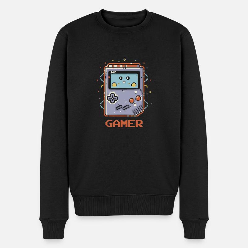 GAMER BOY – PIXEL ART - Männer Premium Bio Pullover - Schwarz
