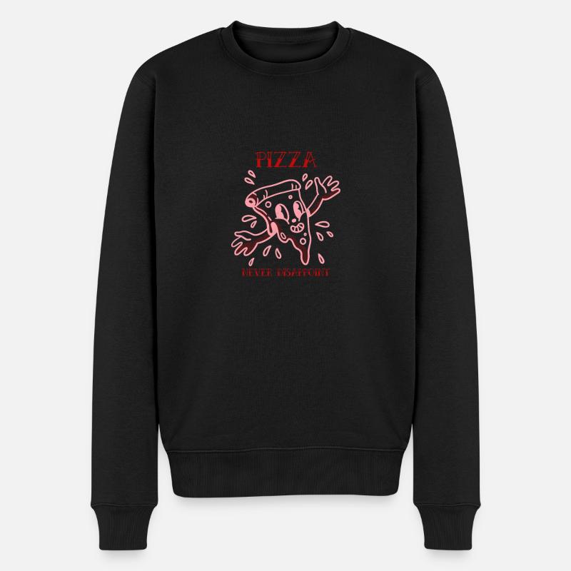 PIZZA NEVER DISAPPOINT - Männer Premium Bio Pullover - Schwarz