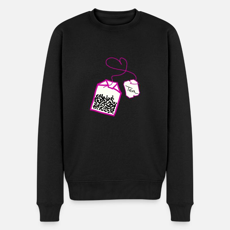 Sachet de thé rose coeur - Pull Premium bio Homme - noir