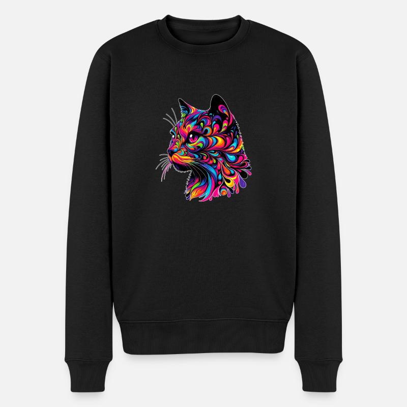 Katze - Männer Premium Bio Pullover - Schwarz