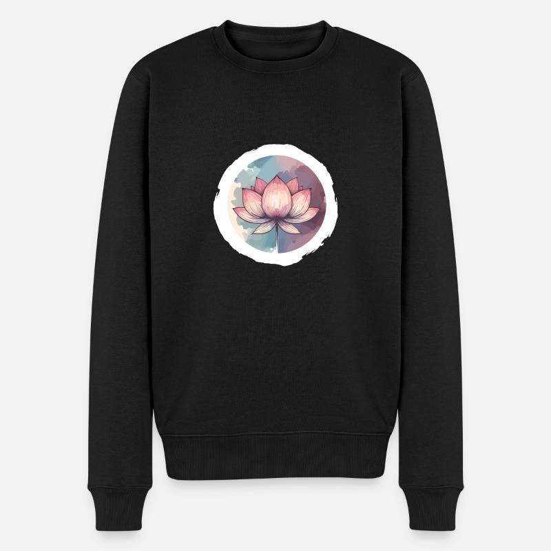 Fleur de Lotus dessinée - Pull Premium bio Homme - noir