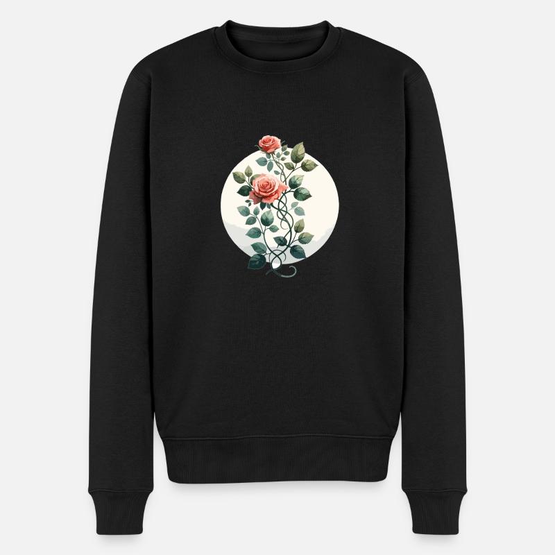 Rosenranke gezeichnet - Männer Premium Bio Pullover - Schwarz