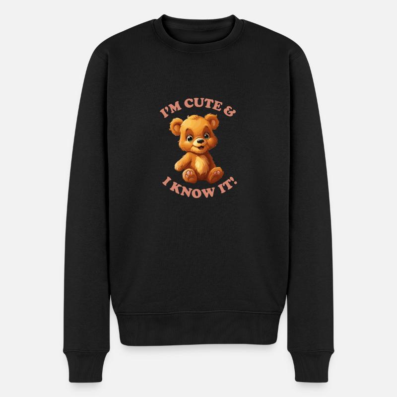 I'M CUTE & I KNOW IT! - Männer Premium Bio Pullover - Schwarz