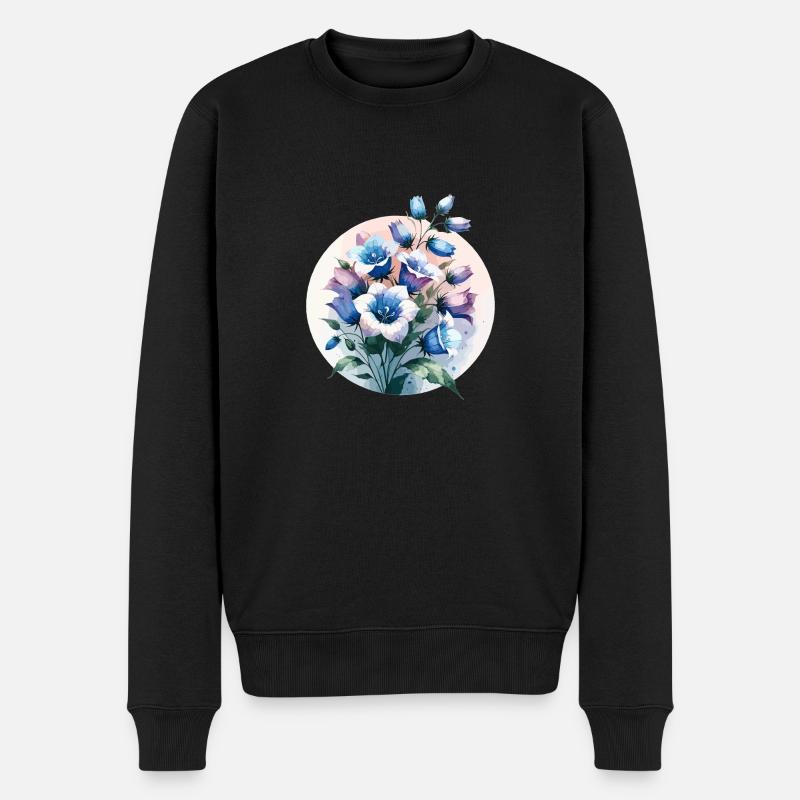 Glockenblume gezeichnet - Männer Premium Bio Pullover - Schwarz