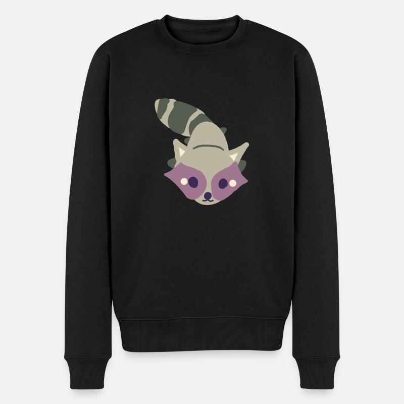 Waschbär - Männer Premium Bio Pullover - Schwarz