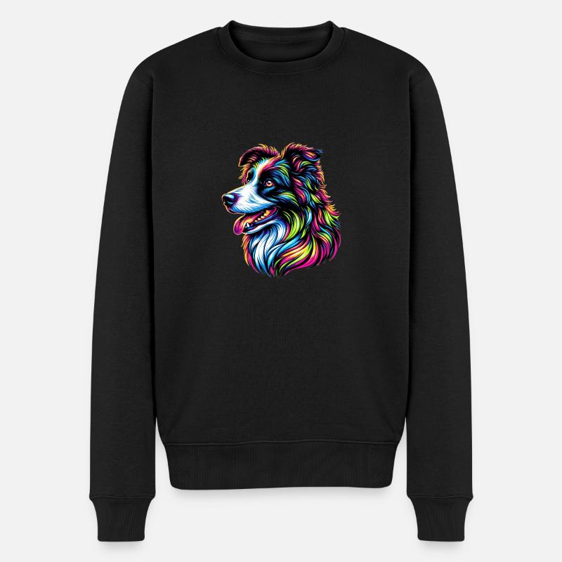Chien Border Collie - Pull Premium bio Homme - noir