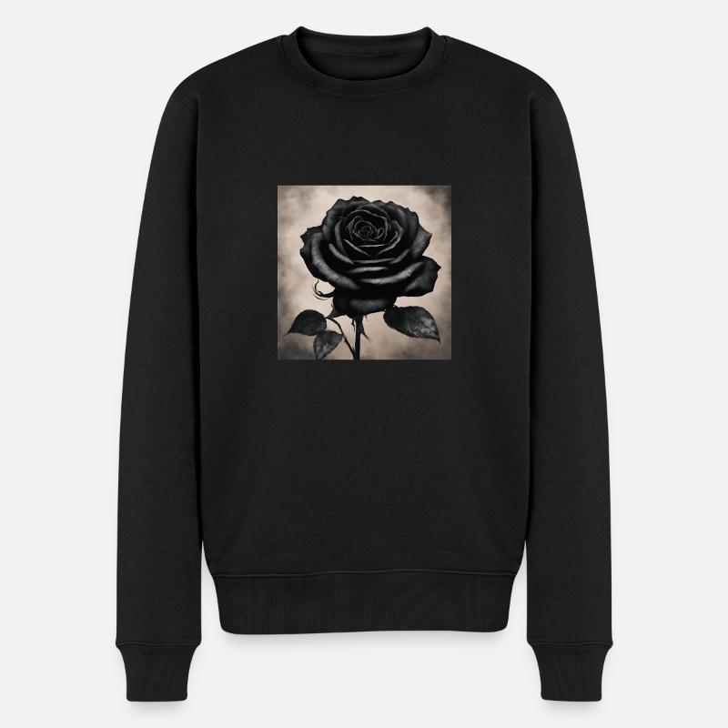 Schwarze Rose Kunstbild - Männer Premium Bio Pullover - Schwarz