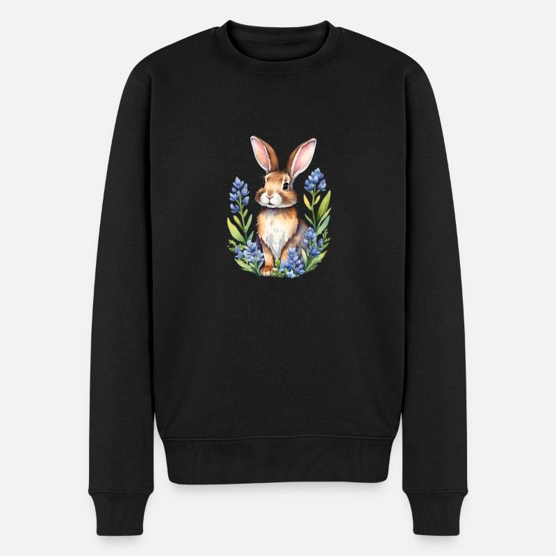Texas Bluebonnets Hase - Männer Premium Bio Pullover - Schwarz