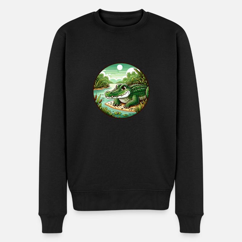Krokodil, Alligator - Männer Premium Bio Pullover - Schwarz