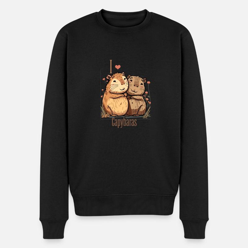 Capybara Tierliebe Wasserschein Liebe Geschenk - Männer Premium Bio Pullover - Schwarz