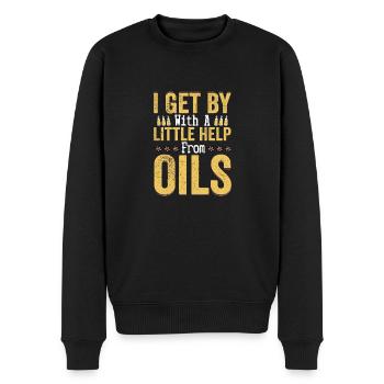 I Get By With A Little Help From Oils Essential Oi - Men's Premium Organic Jumper - black - Front - Nico (187cm)