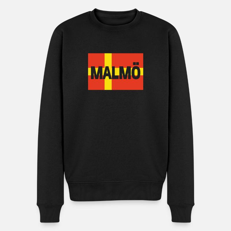 Malmö Flagge - Männer Premium Bio Pullover - Schwarz