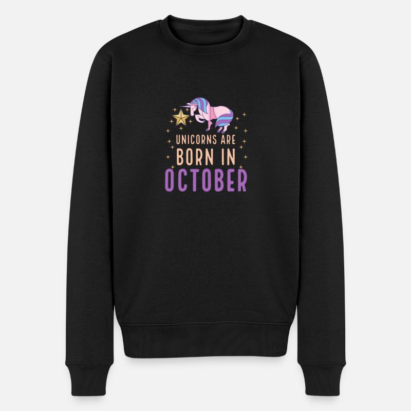 Einhörner werden im Geburtsmonat Geburtstag im Oktober geboren - Männer Premium Bio Pullover - Schwarz