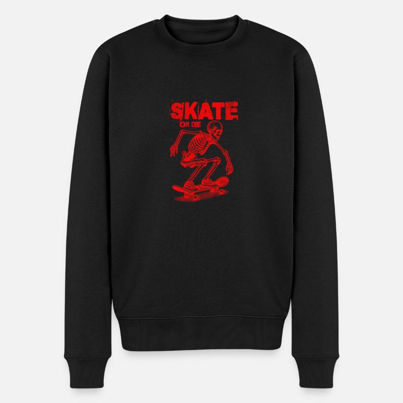 Skeleton skateboard - Männer Premium Bio Pullover - Schwarz