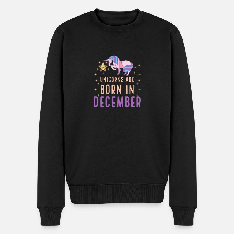 Einhörner werden im Dezember geboren Geburtsmonat Geburtstag - Männer Premium Bio Pullover - Schwarz