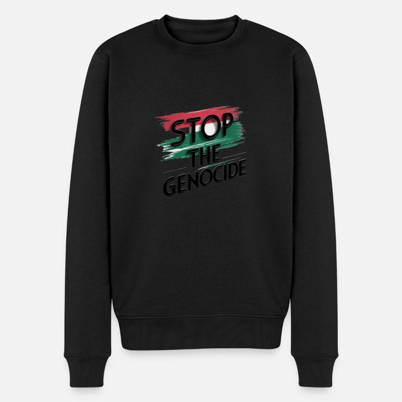 STOPPT DEN VÖLKERMORD - Männer Premium Bio Pullover - Schwarz