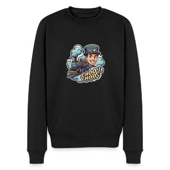 LOKOMOTIVE - Männer Premium Bio Pullover - Schwarz - Vorne - Nico (187cm)