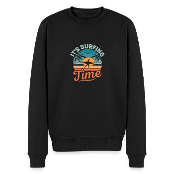 C’est l’heure du surf Planche de surf Surfer Été - Pull Premium bio Homme - noir - Devant - Nico (187cm)