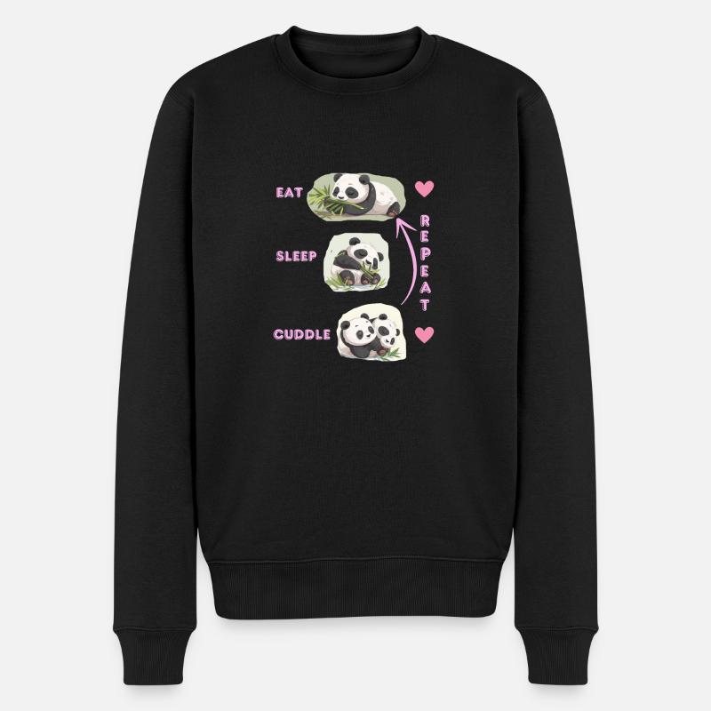 eat-sleep- cuddle- repeat - Männer Premium Bio Pullover - Schwarz