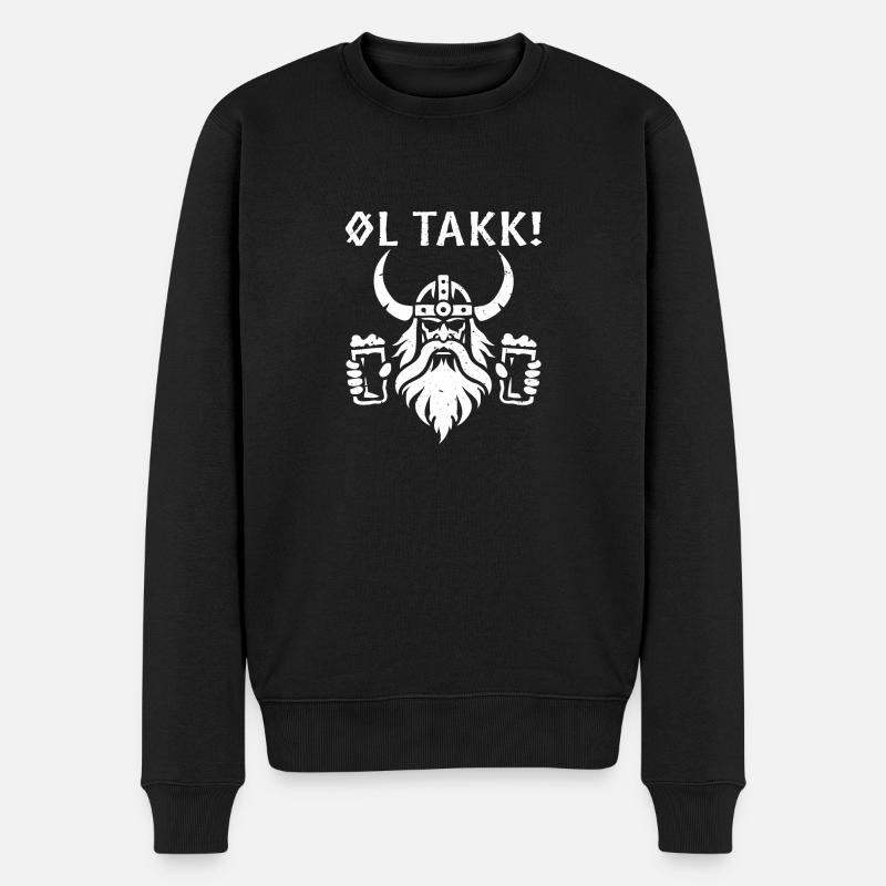 OL Takk Viking Norwegen Schweden Dänemark Vikings Odin - Männer Premium Bio Pullover - Schwarz