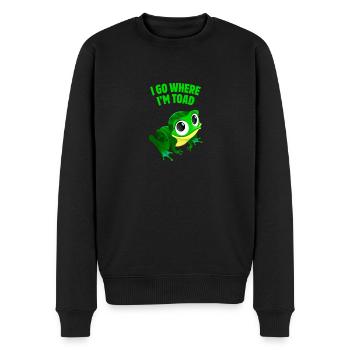 Je vais où je suis crapaud drôle grenouille mignonne humour animal - Pull Premium bio Homme - noir - Devant - Nico (187cm)