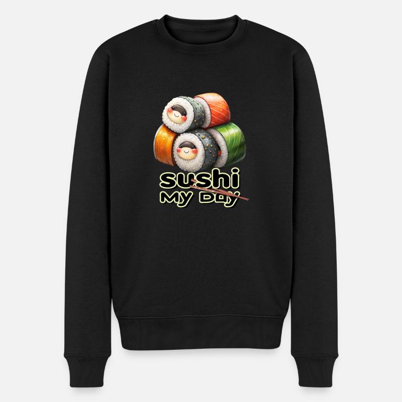 Sushi Mein Tag - Männer Premium Bio Pullover - Schwarz
